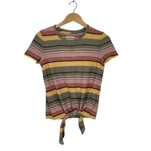 Madewell Texture & Thread Modern Tie-Front Top In Kieran Stripe Size XS